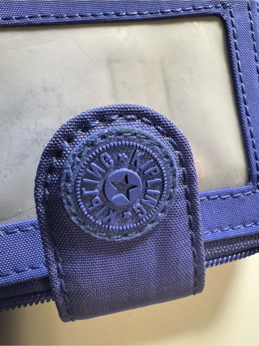 High End Kipling Vintage Blue Purple Women’s Trifold Zip Up Wallet MINTY - Picture 3 of 10